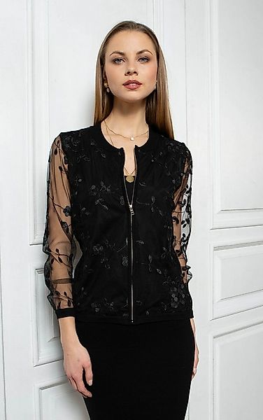 Passioni Bomberjacke aus bestickter Spitze mit Reißverschluss günstig online kaufen