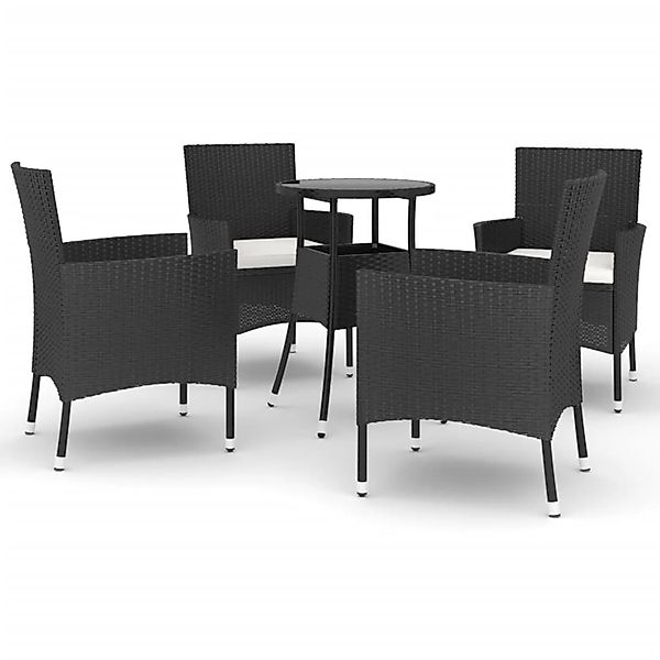 vidaXL 5-Tlg Garten-Bistro-Set mit Kissen Schwarz Poly Rattan 3187415 günstig online kaufen