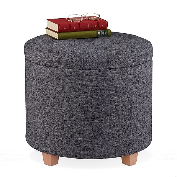 relaxdays Sitzhocker Runder Sitzhocker mit Stauraum, günstig online kaufen
