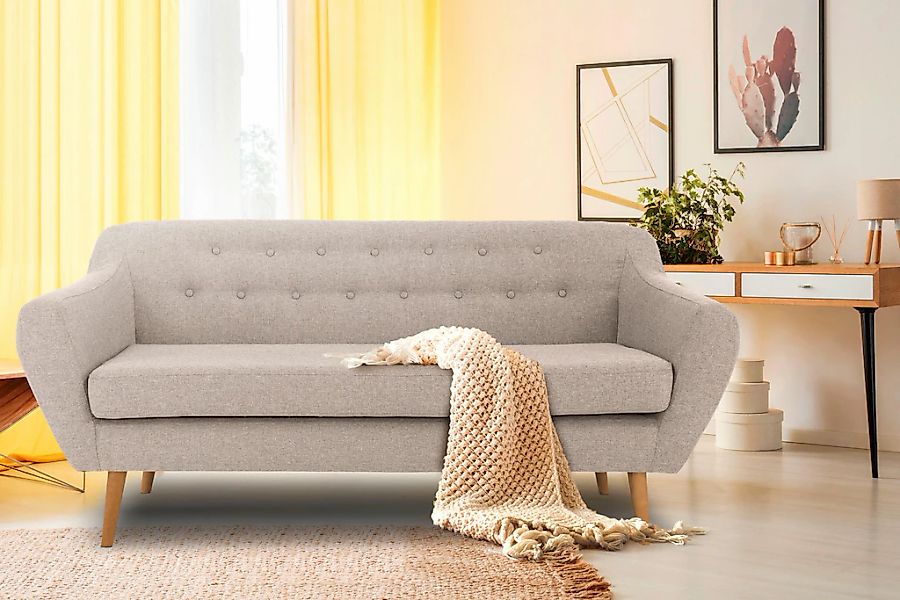 Home affaire 3-Sitzer "Renne" mit Heftung im Rücken im skandinavischem Stil günstig online kaufen