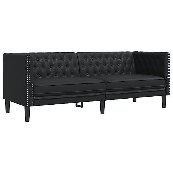 vidaXL Sofa Chesterfield-Sofa 3-Sitzer Schwarz Kunstleder günstig online kaufen