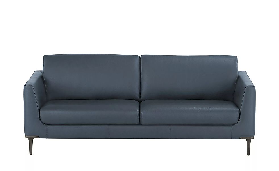 Ledersofa - blau - 211 cm - 85 cm - 92 cm - Polstermöbel > Sofas > 2-Sitzer günstig online kaufen