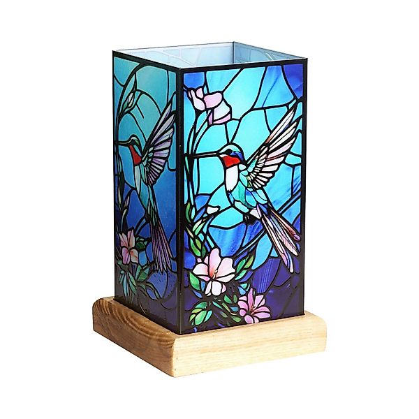 LED-Tischleuchte Art Light Kolibri, Holzsockel, Acryl, bunt günstig online kaufen
