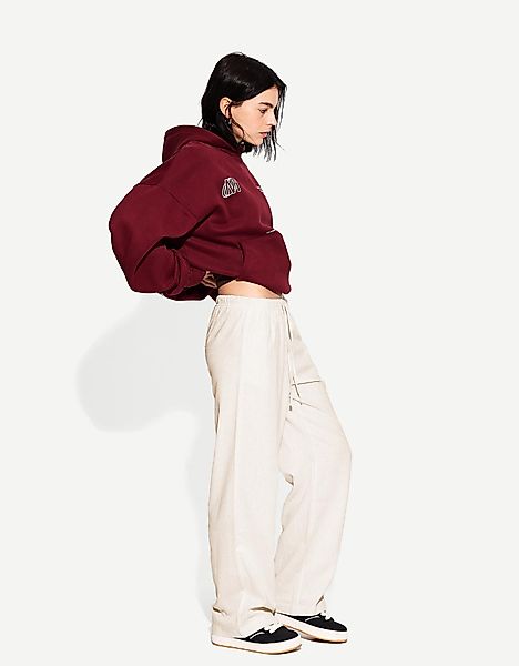 Bershka Hose Mit Leinen Und Kordelzug Mit Schleife Am Bund Damen M Sandfarb günstig online kaufen