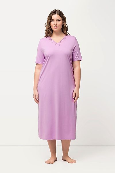Ulla Popken Nachthemd Nachthemd Lochstickerei Halbarm günstig online kaufen