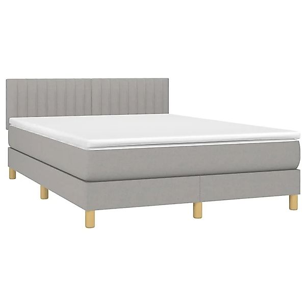 vidaXL Boxspringbett mit Matratze & LED Hellgrau 140x200 cm Stoff 3133877 günstig online kaufen