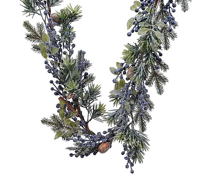 Kunstgirlande, Kaemingk, Künstliche Beerengirlande beschneit 1,8m mit blaue günstig online kaufen