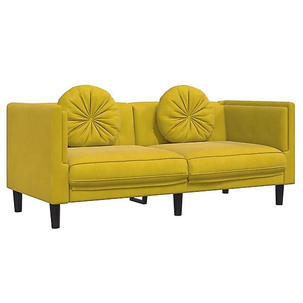 vidaXL Sofa Sofa mit Kissen 2-Sitzer Gelb Samt günstig online kaufen