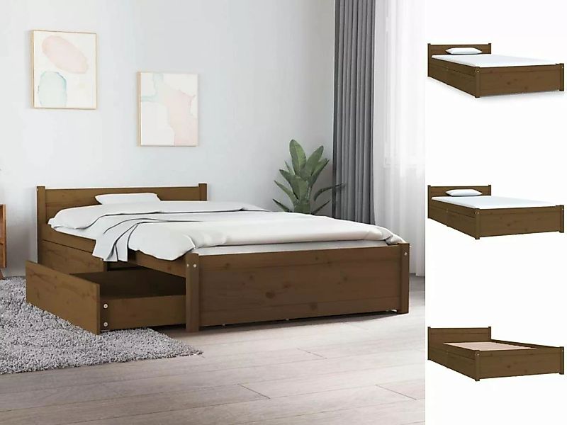 vidaXL Bettgestell Bett mit Schubladen Honigbraun 90x200 cm Bett Bettgestel günstig online kaufen