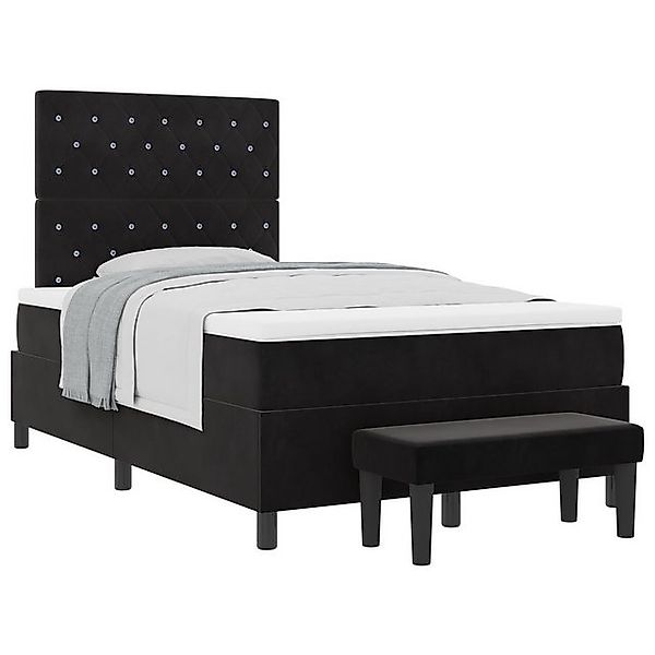 vidaXL Bett Boxspringbett mit Matratze & Bank Schwarz 120x200 cm Samt (2-tl günstig online kaufen
