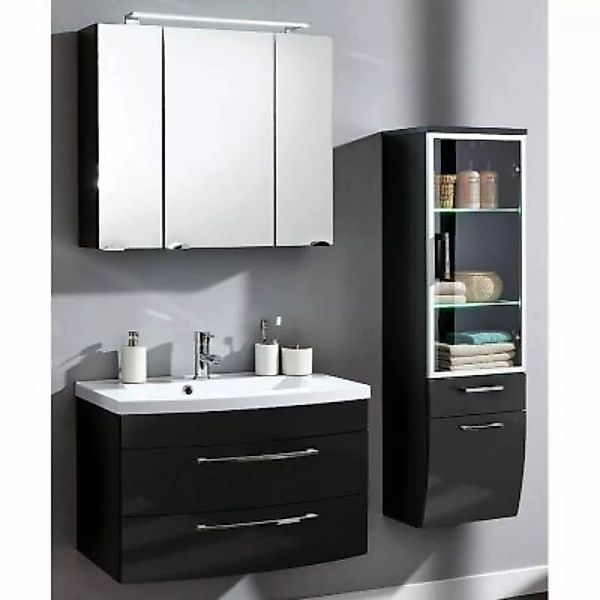 Lomadox Badezimmer Möbel Set mit 80cm LED-Spiegelschrank RIMAO-02 Hochglanz günstig online kaufen
