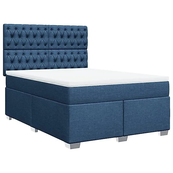 vidaXL Boxspringbett mit Matratze Blau 160x200 cm Stoff 3290552 günstig online kaufen