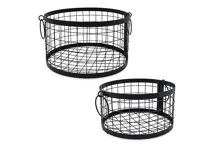 Spetebo Aufbewahrungskorb Metall Gitterkorb rund mit Griffen schwarz 2er Se günstig online kaufen