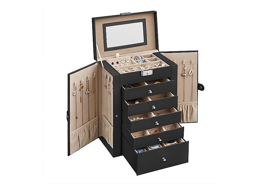 SONGMICS Schmuckkasten, Schmuckschatulle mit 6 Ebenen, seitlichen Klapptüre günstig online kaufen