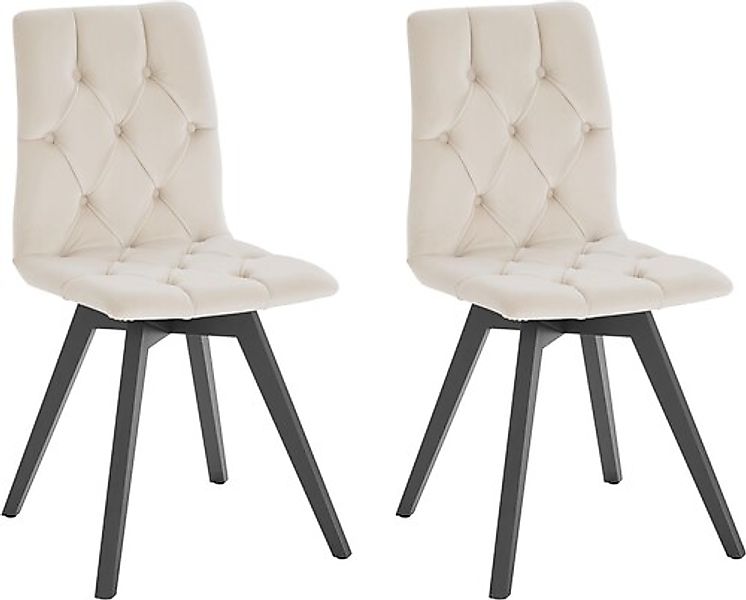 andas 4-Fußstuhl »Melania«, (Set), 2 St., Samtoptik, mit Knopfsteppung (2er günstig online kaufen