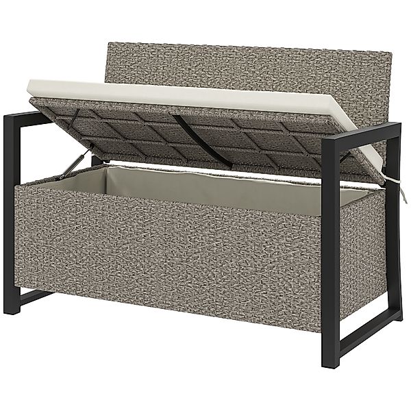 Outsunny Gartenbank mit Stauraum 2-Sitzer Sitzbank mit Sitzkissen gepolster günstig online kaufen
