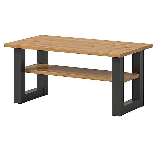 Inn.Furn Couchtisch Eiche Grau 90 x 50 cm Wohnzimmertisch mit Ablage Eldon günstig online kaufen