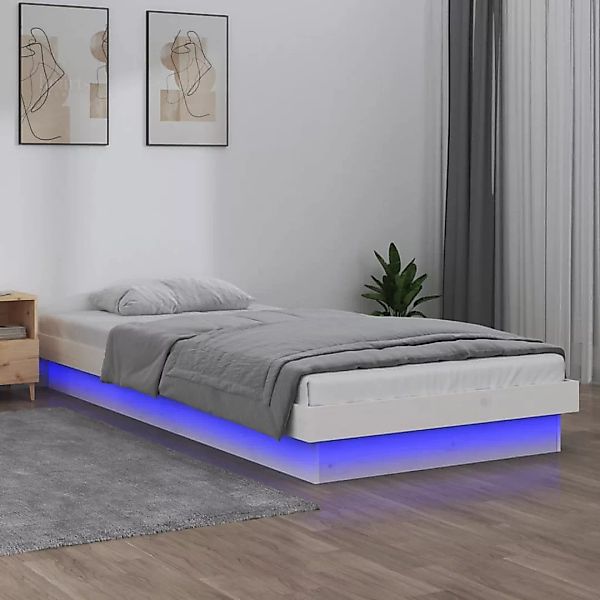 Vidaxl Massivholzbett Mit Led-beleuchtung Weiß 75x190 Cm 2ft6 günstig online kaufen