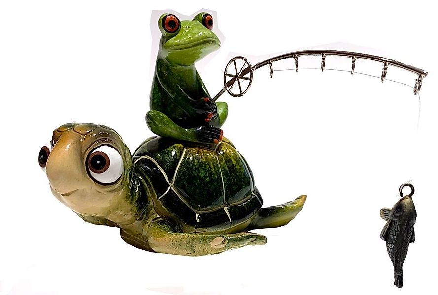 formano Dekofigur Schildkröte Harry und Frosch mit Angel grün 17x15 cm (1 S günstig online kaufen