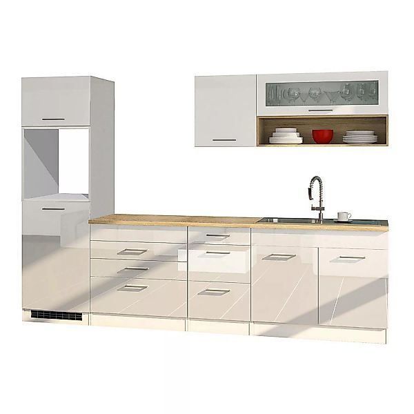 Küchenzeile 290 cm Weiß Hochglanz MARANELLO-03, ohne E-Geräte B x H x T ca. günstig online kaufen