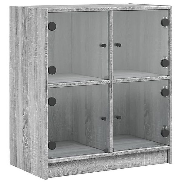 vidaXL Beistellschrank Beistellschrank mit Glastüren Grau günstig online kaufen
