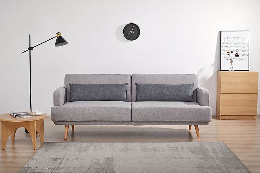 SalesFever Schlafsofa »Malmö - Komfortabler 2,5-Sitzer inklusive Zierkissen günstig online kaufen