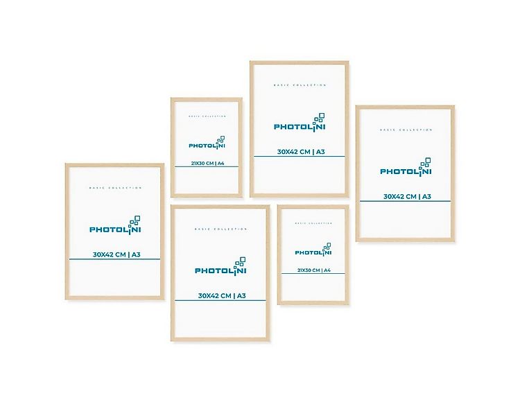 PHOTOLINI Bilderrahmen 6er Set Modern Schmal 21x30 cm / A4 und 30x42 cm / A günstig online kaufen