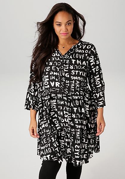 Aniston PLUS Longbluse, mit aussagekräftigem Alloverdruck günstig online kaufen