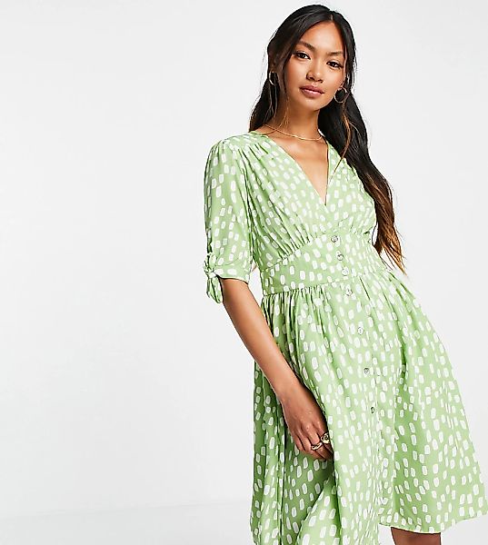 Vero Moda – Exklusives Mini-Freizeitkleid mit Punktemuster in Grün günstig online kaufen