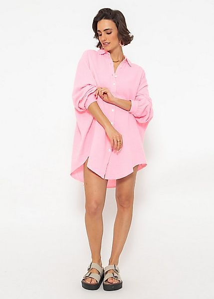 SASSYCLASSY Longbluse Oversize Musselin Bluse Damen Langarm Elegant Hemdblu günstig online kaufen