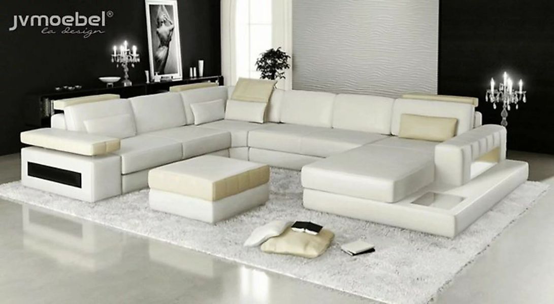 JVmoebel Ecksofa Big U Form Ecksofa Sofa Couch Polster Leder Textil Stoff, günstig online kaufen