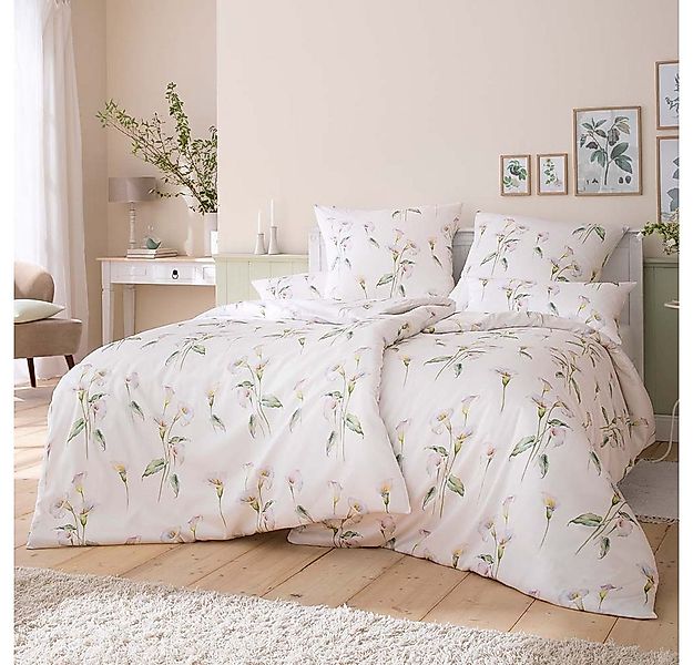 Estella Bettwäsche Estella Satin de Luxe Bettwäsche DD 155x220 Calla grün B günstig online kaufen