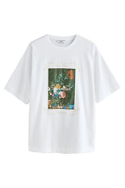 Next T-Shirt Besticktes T-Shirt mit Blumen-Grafik, Kurzgröße (1-tlg) günstig online kaufen