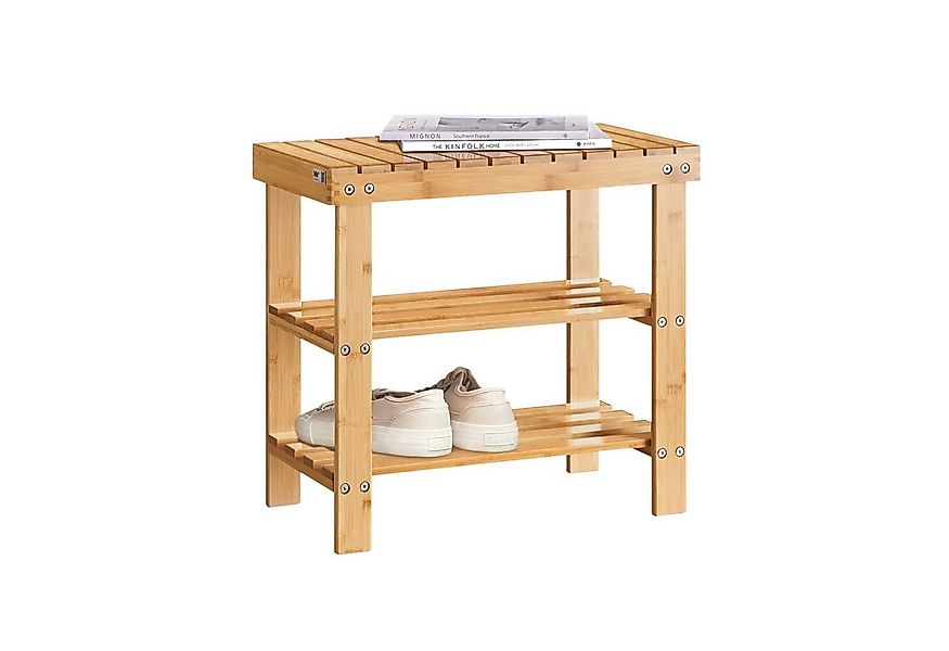 SoBuy Schuhregal FSR02-K, Schuhregal mit Sitzbank Garderobenbank Bambus, Sc günstig online kaufen