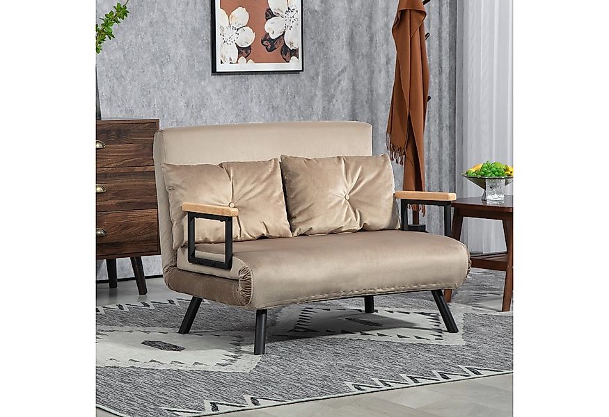 HOMCOM Schlafsofa Polystersofa mit Samtoptik und Rückenkissen, Klappbett 1 günstig online kaufen