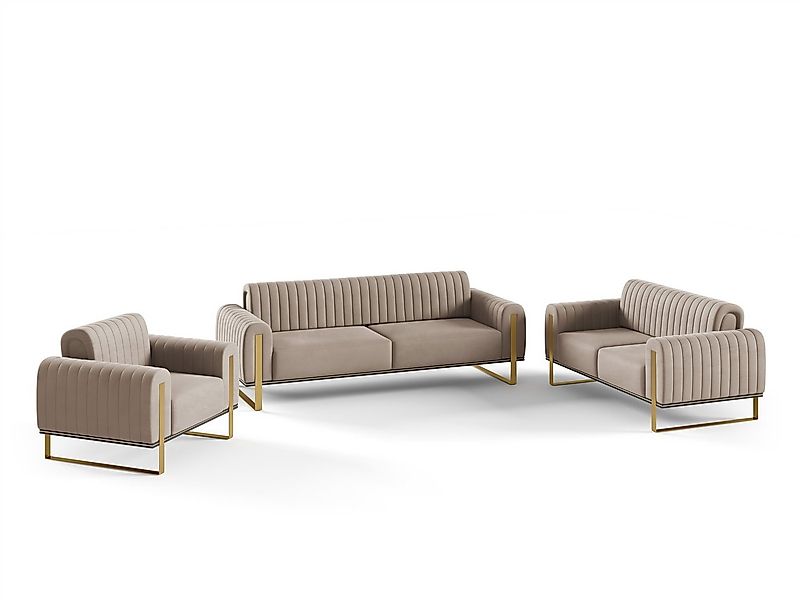 Fun Möbel Polstergarnitur Sofaset Designersofas FUN MADINA 3-2-1 in Stoff E günstig online kaufen