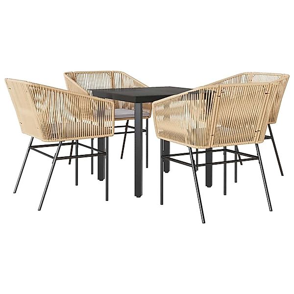 vidaXL 5-Tlg Garten-Essgruppe mit Kissen Braun Poly Rattan Glas 3334619 günstig online kaufen
