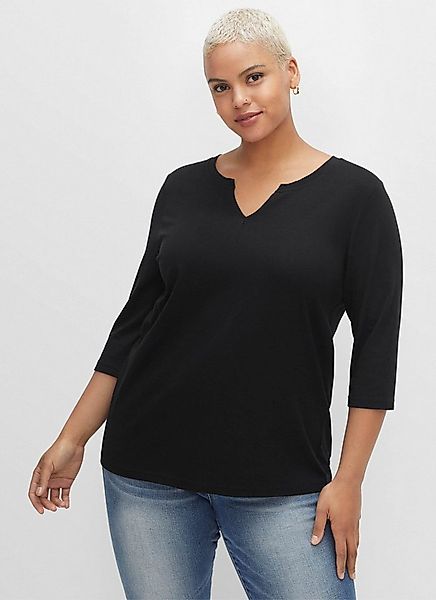 Sheego T-Shirt 3/4-Arm-Shirt 3/4-Arm aus trageangenehmem Baumwoll-Modal-Mix günstig online kaufen