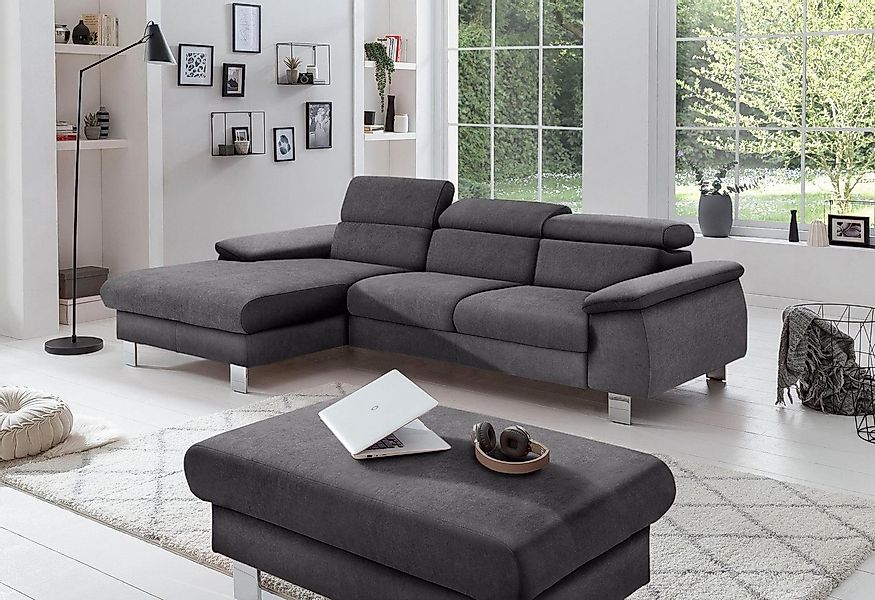 COTTA Ecksofa "Komaris L-Form, B: 244 cm" mit Kopfteilverstellung, optional günstig online kaufen