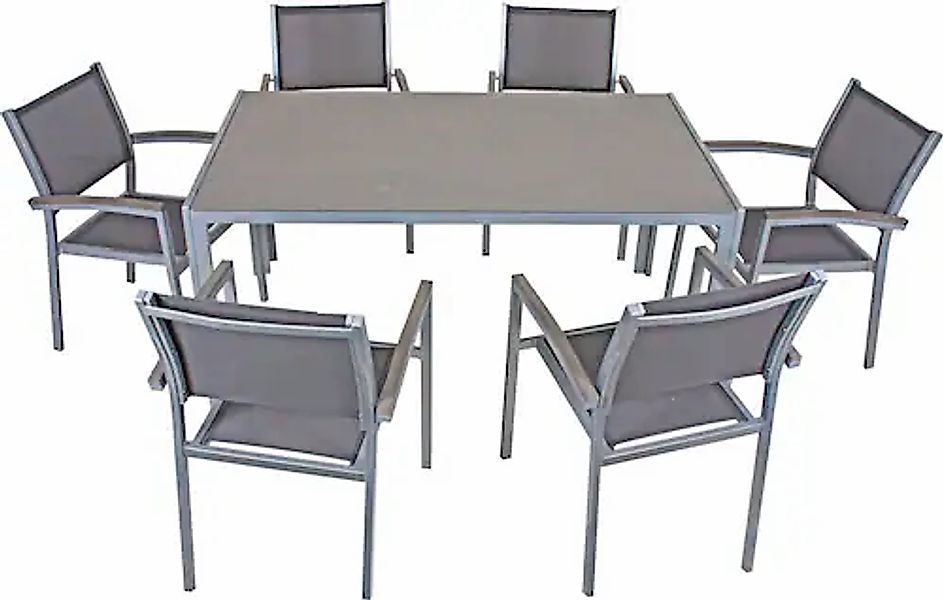 Garden Pleasure Garten-Essgruppe »GRACE« 7 Stk. tlg. mit platzsparenden Sta günstig online kaufen