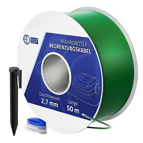 ECD Germany 50m Universal Begrenzungskabel für Mähroboter Erdnägel Verbinde günstig online kaufen