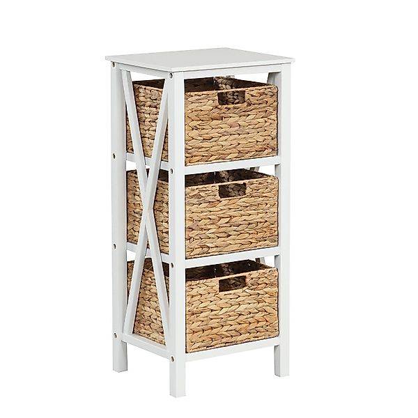 COSTWAY Nachttisch (1-St), mit X-Gestell&Seegraskörben, Holz günstig online kaufen