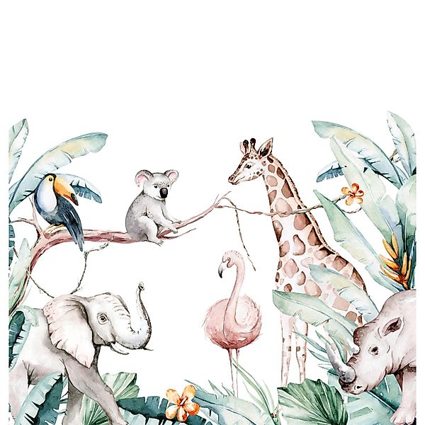 Rasch Digitaltape Bambino XIX 253313 Tiere Hellgrün 3 m x 2,5 m günstig online kaufen