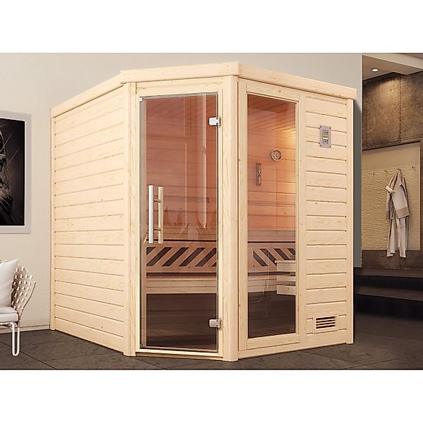 Weka Massivholzsauna Turku 2 Sparset 7,5 kW BioS Glastür/Fenster günstig online kaufen