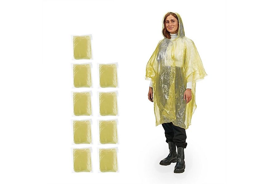 relaxdays Regenponcho Einweg Regenponcho 10er Set gelb günstig online kaufen