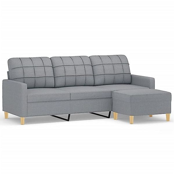 vidaXL Sofa 3-Sitzer-Sofa mit Hocker Hellgrau 180 cm Stoff günstig online kaufen