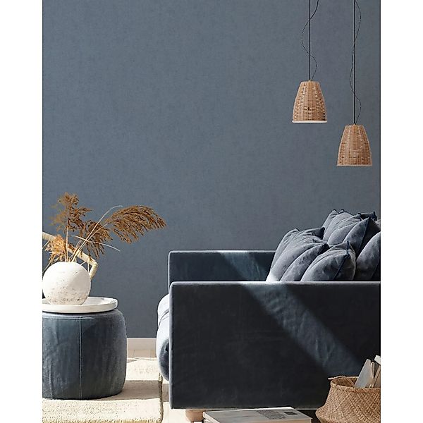 Livingwalls Tapete Uni Graublau 53 cm x 10,05 m AS-373954 günstig online kaufen