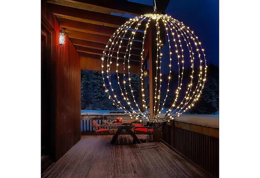 MARELIDA LED Kugelleuchte Drahtkugel Leuchtkugel faltbar D: 58cm 480LED 8Mo günstig online kaufen