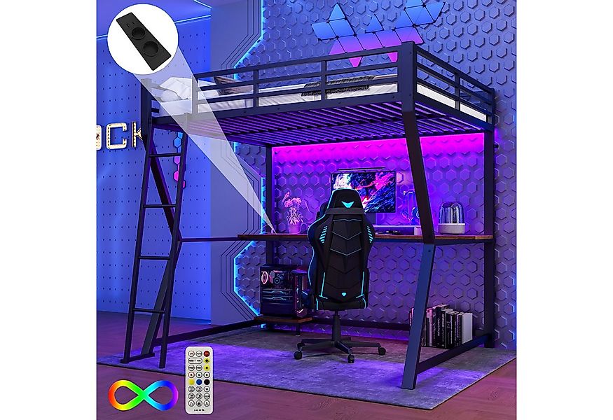 TavilaEcon Hochbett Kinderbett Jugendbett mit Ambientelicht, Computerkonsol günstig online kaufen