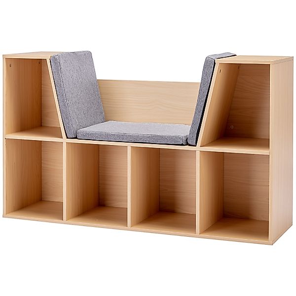 HOMCOM Kinderregal Bücherregal mit Sitzhocker Kindersitzbank mit 6 Fächern günstig online kaufen
